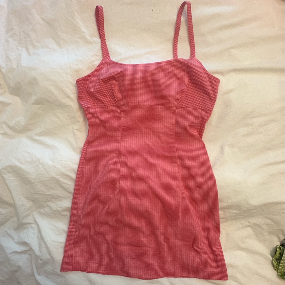 Vintage VTG All That Jazz Pink Gingham Sundress Dress